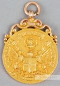 1922 London F.A. Challenge Cup gold medal, 15ct. gold, Birmingham, 1921-22, by Vaughton & Sons Ltd.,