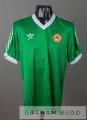 Green Republic of Ireland no.9 home jersey, circa 1987, by Adidas, short-sleeved with white collar