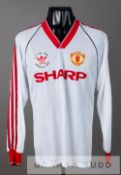 White Manchester United no.15 substitute's jersey from the 1990 F.A. Cup Final, by Adidas, long-