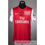Alex Song red and white Arsenal No.17 Poppy home jersey v West Bromwich Albion at Emirates