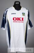 Andrew O'Brien white and navy Portsmouth no.5 third choice jersey, season 2005-06, short-sleeved