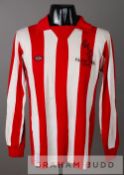 A trainer's unnumbered spare red and white striped Sunderland AFC jersey for the 1973 FA Cup