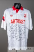 Squad signed white and red Aberdeen no. 5 away jersey, circa 1991 and a Ryan Esson no.23