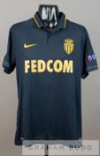 Jeremy Toulalan navy AS Monaco no.28 away jersey v Tottenham Hotspur in the UEFA Europa League Group