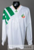 White Republic of Ireland No.22 change jersey, circa 1993, by Adidas, long-sleeved with three