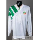 White Republic of Ireland No.22 change jersey, circa 1993, by Adidas, long-sleeved with three