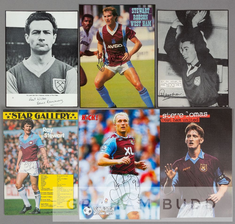 A collection of player autographs from West Ham United teams dating from the 1960s onwards,