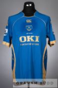 Glen Johnson blue and gold Portsmouth no.5 home jersey, season 2008-09, short-sleeved with