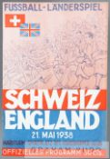 Switzerland v England international programme played in Zurich 21st May 1938, 40 pages, very good