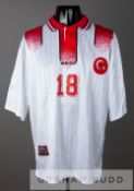 Two Turkey International jersey's, circa 1990s, comprising a white and red Turkey U-21 no.13 jersey,