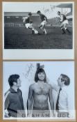 Two George Best Manchester United signed photographs, both 10 x 8in. b&w, one depicts Best having