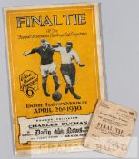 Programme and ticket for the 1930 F.A. Cup Final Arsenal v Huddersfield Town played at Wembley