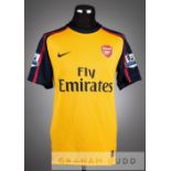 Gael Clichy gold and navy Arsenal No.22 away jersey, season 2008-09, short-sleeved, with BARCLAYS