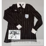 Alan Robinson black and white pinstriped England referee shirt, by Adidas, long-sleeved with