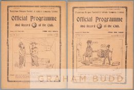 Two Tottenham Hotspur home programmes season 1914-15, Vol. VII No's. 7 & 9 v West Bromwich Albion