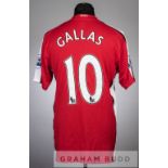 William Gallas red and white Arsenal no.10 home jersey in the Premier League, season 2008-09,