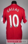 William Gallas red and white Arsenal no.10 home jersey in the Premier League, season 2008-09,