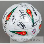 Tottenham Hotspur squad signed Worthington Cup Final match ball v Blackburn Rovers played at