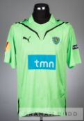 Nuno Reis green Sporting Lisbon no.44 away jersey in the UEFA Europa League, season 2009-10, short-