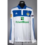 Almeida white and blue Dynamo Kiev no.44 jersey v Manchester City in the UEFA Europa League at