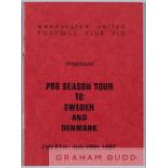Scarce Manchester United itinerary booklet for the Pre Season Tour to Sweden and Denmark 21st to