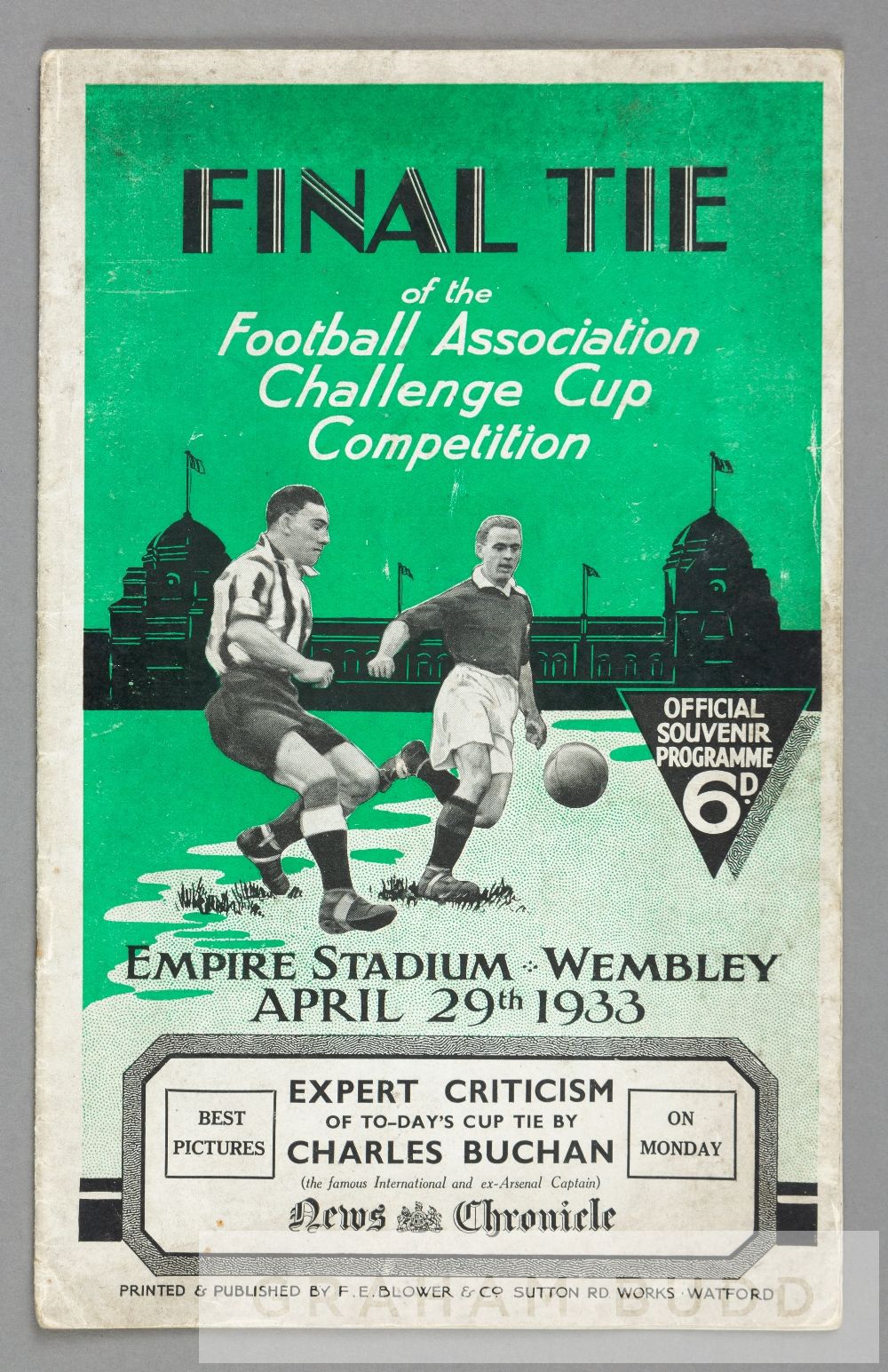 F.A. Cup Final programme Everton v Manchester City, played at Wembley Stadium, 29th April 1933, 20-