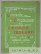 Official souvenir programme for the England v Ireland international match played at Goodison Park,