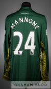 Vito Mannone green, yellow and black Arsenal no.24 goalkeeper's jersey for Asia Tour 2011, long-