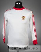 White and red SL Benfica no.10 away jersey, circa late 1970s, long-sleeved with Portuguese coat of