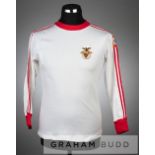 White and red SL Benfica no.10 away jersey, circa late 1970s, long-sleeved with Portuguese coat of