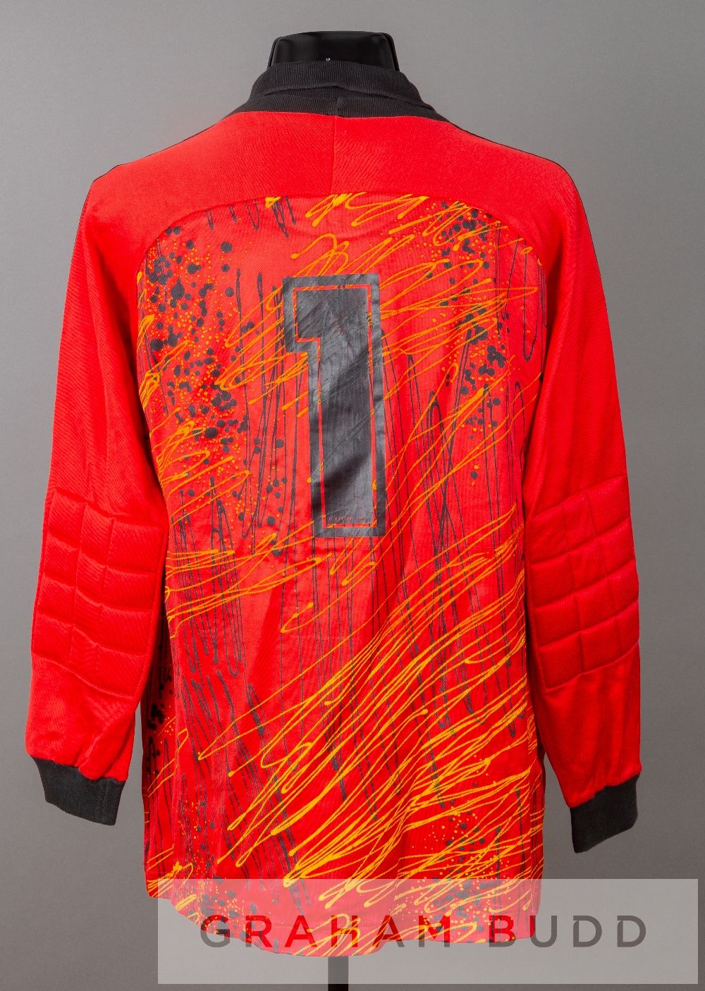 Michalis Christofi red Apollon Limassol no.1 goalkeeper's jersey, circa 1992-93, by Adidas, long- - Image 2 of 2