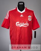 Fernando Torres signed red and white Liverpool no.9 replica home jersey, season 2008-09, short-