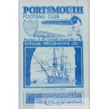 Portsmouth v Arsenal programme 26th February 1938, Football League fixture, good condition
