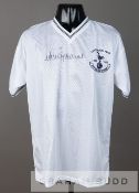 Jimmy Greaves signed white Tottenham Hotspur Centenary Year 1882-1982 retro jersey, short-sleeved