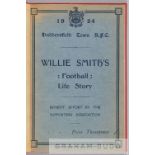 Bound copy of Willie Smith's 'Football Life Story' published as a Benefit Effort by the Huddersfield