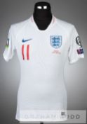 Marcus Rashford white England no.11 jersey v Bulgaria in the UEFA European Championship Qualifier