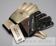 Chelsea's Asmir Begovie signed Sells goalkeeper's gloves, black and white gloves printed ASMIR