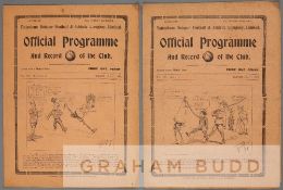 Two Tottenham Hotspur combined-issue home programmes season 1914-15, Vol. VII No's. 39 & 40 and 41 &