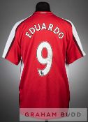 Eduardo da Silva signed red and white Arsenal no.9 home jersey, season 2008-09, short-sleeved with