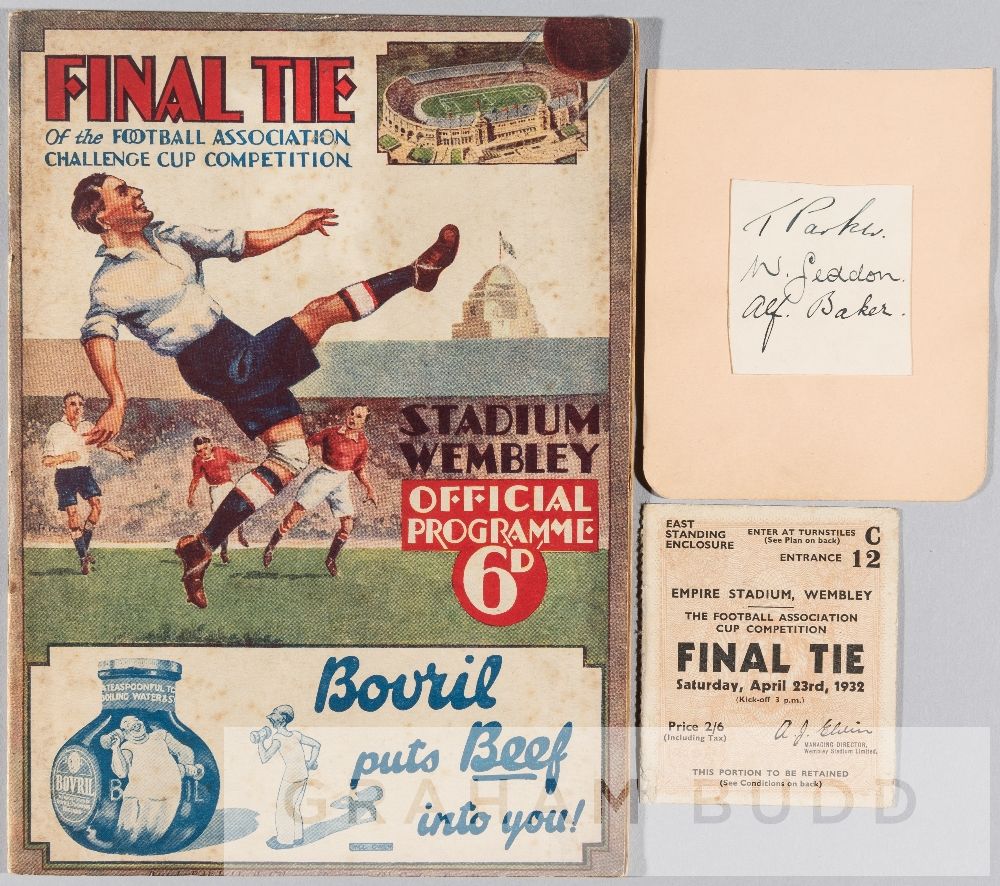 Programme, ticket and autographs for the Arsenal v Newcastle United F.A. Cup Final played at Wembley