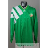 Green Republic of Ireland No.23 home jersey, circa 1993, by Adidas, long-sleeved with three white