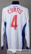 Tom Curtis white and blue Chesterfield no.4 away jersey, season 1999-2000, by Super League, long-