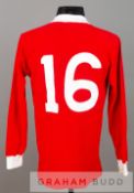 Red Liverpool no.16 substitute's home jersey, season 1976-77, long-sleeved with embroidered club