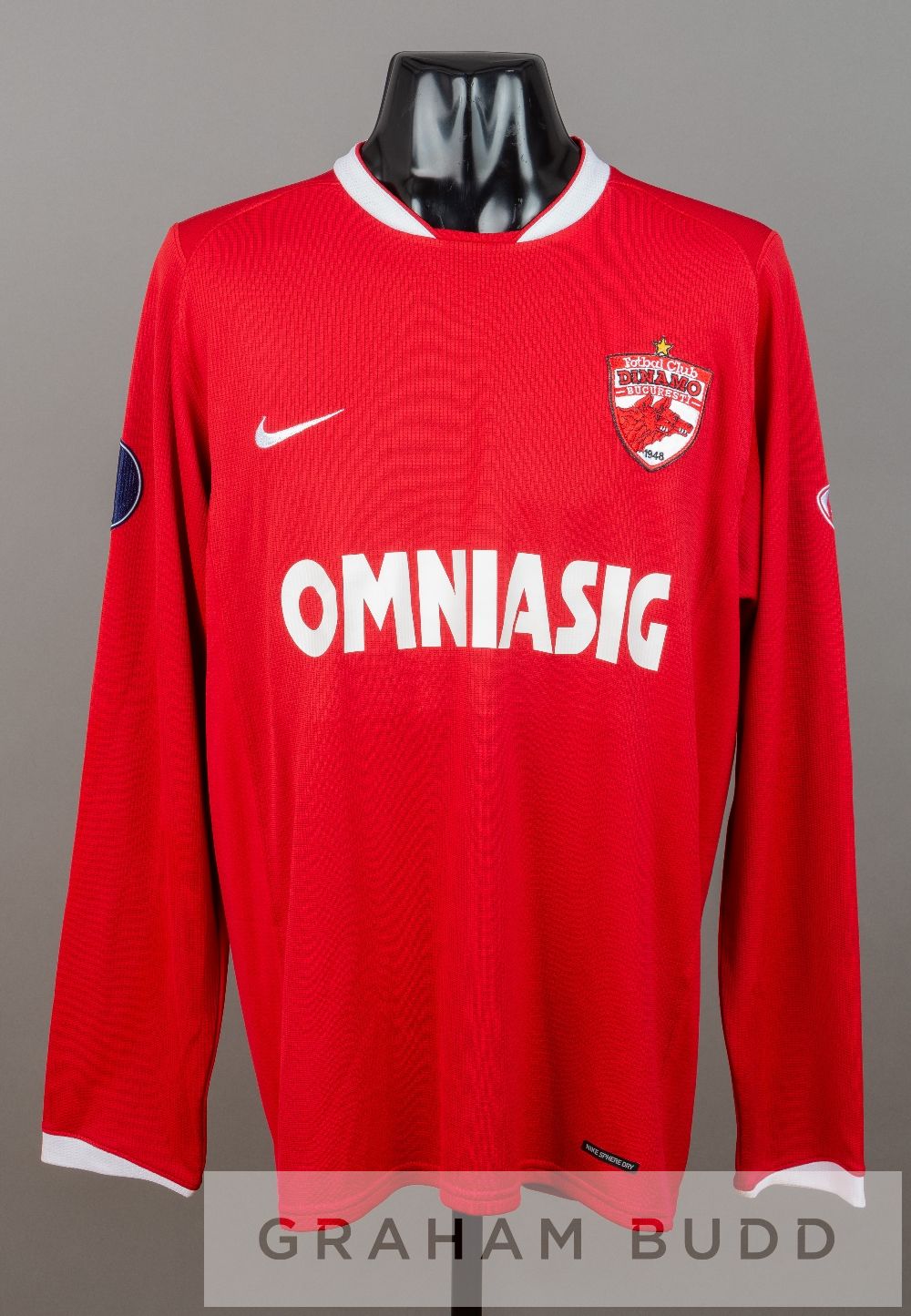 Dorin Mihut red and white FC Dinamo Bucuresti no.2 jersey v Tottenham Hotspur in the UEFA Cup at
