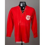 Alf Baker's match-worn red Arsenal jersey from the 1927 F.A. Cup Final v Cardiff City, by Bukta,