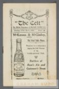 Belfast Celtic v Glasgow Celtic programme, played at Celtic Park, Belfast, 27th April 1925, 8-