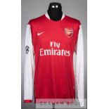 Abou Diaby red and white Arsenal no.2 home jersey v Steaua Bucharest in the UEFA Champions League