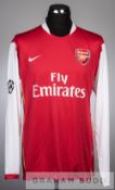 Abou Diaby red and white Arsenal no.2 home jersey v Steaua Bucharest in the UEFA Champions League