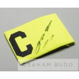 John Terry signed Chelsea Captain's armband, yellow with C, signed in black marker pen