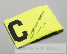 John Terry signed Chelsea Captain's armband, yellow with C, signed in black marker pen